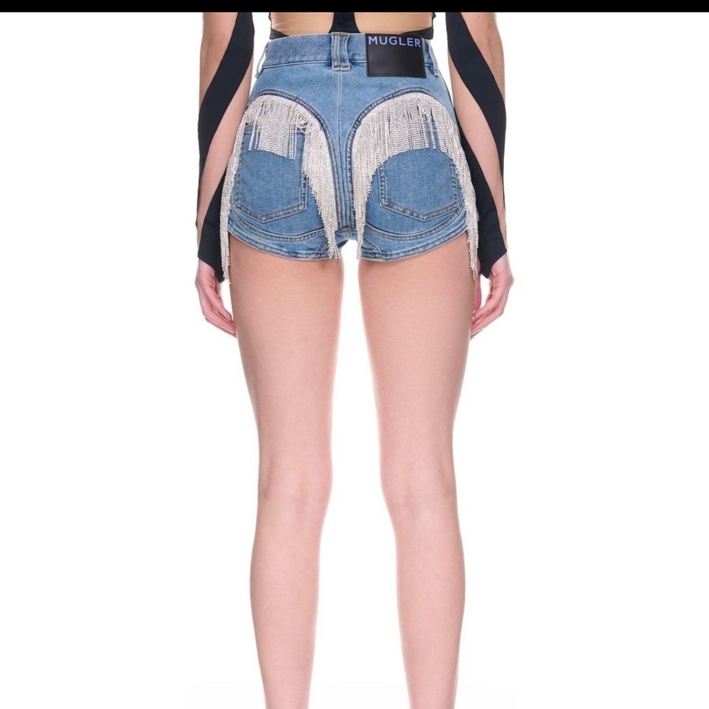 Crystal embellished mini jean shorts Size Small